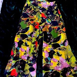 Anthropologie Leifsdottir Raving Dahlia Wide leg satin pants size 0